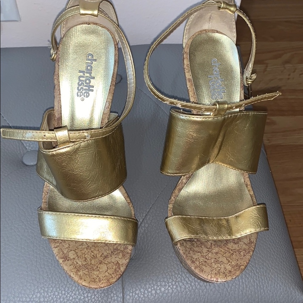 Charlotte Russe gold wedges